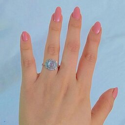 انگشتر نقره زنانه نگین در نجف عیار 925 با آبکاری طلا سفید بدون ریزش نگین ضد حساسیت
