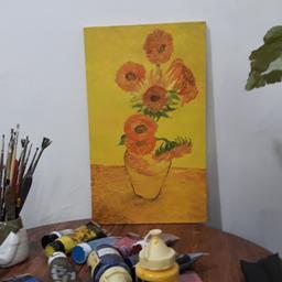 نقاشی رنگ روغن روی بوم (گلهای آفتابگردان ونگوک)