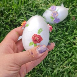 تخم مرغ سفالی گل برجسته گل رز 
