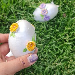 تخم مرغ رنگی سفالی گل برجسته گل افتابگردان