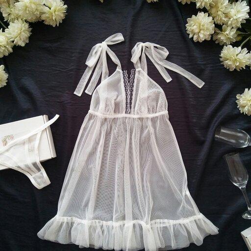 لباس خواب عروس طرح عروسکی سایز 32 تا 50 رنگ سفید 
