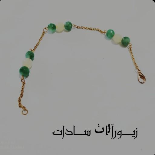 دستبند زیبای سنگ با تم سبز