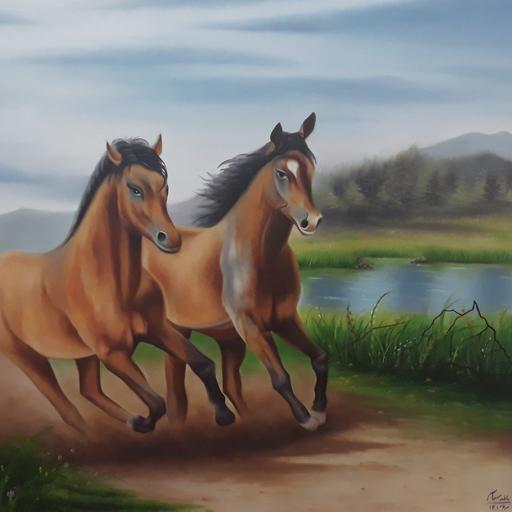 تابلو نقاشی رنگ روغن اسب