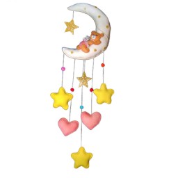 آویز تزئینی اتاق کودک مدل ماه و ستاره نمدی ارتقاع 65 سانتیمتر