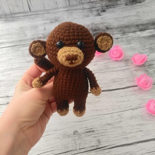 اسباب بازی عروسک بافتنی کاموایی میمون  