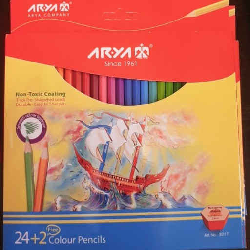 مداد رنگی 24 رنگ آریا ( جلد مقوایی)