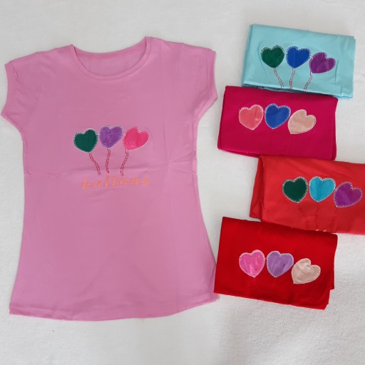 تیشرت نخ پنبه طرح 3 قلب در 5 رنگ زیبا با ارسال رایگان