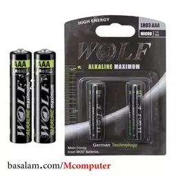 باتری نیم قلمی ولف Wolf Alkaline LR6 بسته دو عددی (باطری AAA)