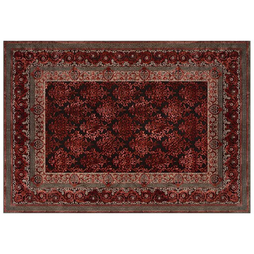 فرش ماشینی زانیس ارسال رایگان کد2131فانتزی طرح سنتی قرمز تک رو سایز 42x30 سانت