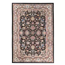 فرش ماشینی زانیس ارسال رایگان کد2055فانتزی طرح سنتی مشکی تک رو سایز 42x30 