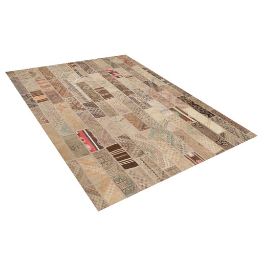 فرش ماشینی زانیس ارسال رایگان کد804مدرن طرح چهل تکه نسکافه ای تکروسایز42x30 سانت