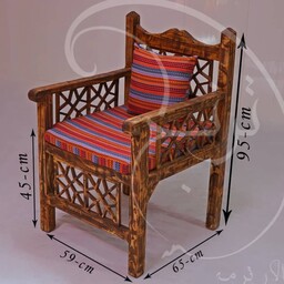 صندلی تک نفره سنتی گره چینی چوب روس و سفید تحویل در باربری مقصد 