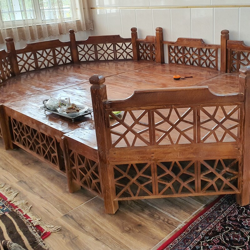 سرویس تخت سنتی قهوه خانه ای سه تیکه تحویل در باربری مقصد 