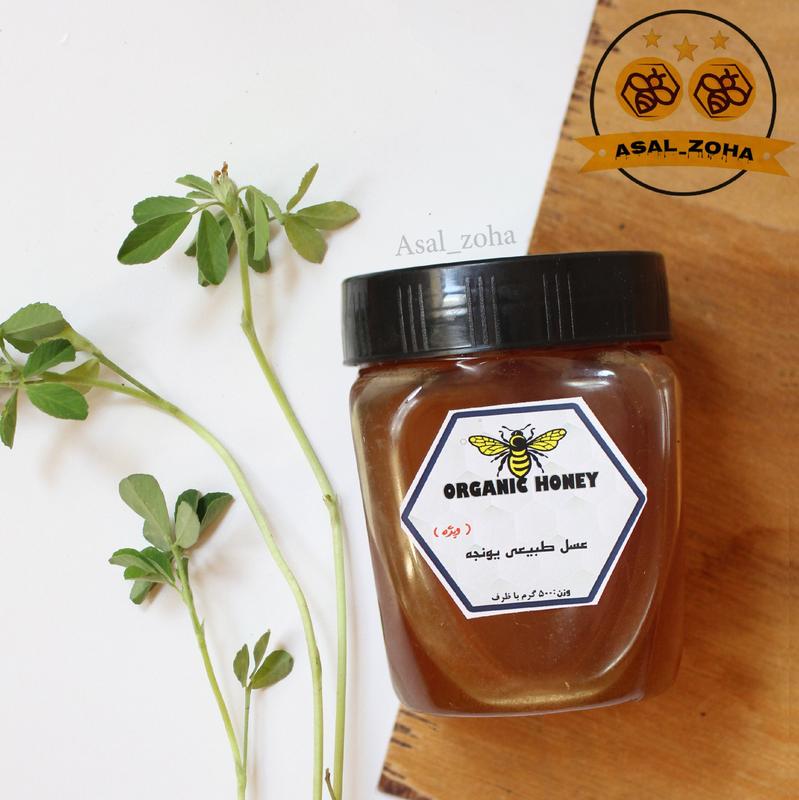 عسل طبیعی یونجه ویژه (500 گرم) صد در صد طبیعی و آنالیز شده، با کیفیت بسیار اعلا 