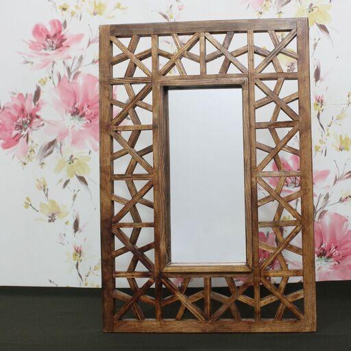 آینه چوبی با طرح گره چینی 