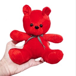 عروسک خرس کوچک قرمز ولنتاین نقلی (عمده 10 تایی) مخصوص باکس و شیشه کادویی (18 سانتی)