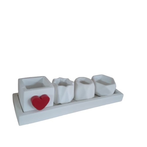 ست گلدان مینیاتوری بتنی دکوراتیو طرح قلب آتشین