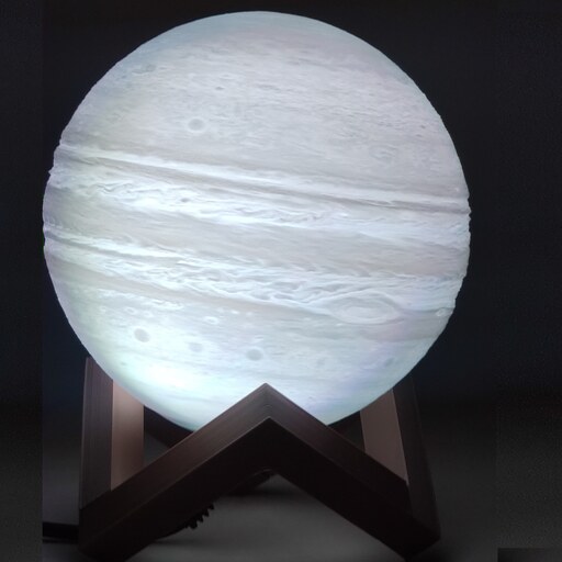 آباژور رومیزی سیاره مشتری مدل m1 سایز متوسط تک رنگ افتابی یا مهتابی برقی 