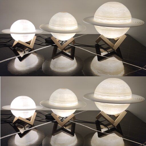 آباژور رومیزی سیاره زحل مدل دورنگ کوچک شارژی لمسی با حسگر اثر انگشت S7