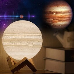آباژور رومیزی سیاره مشتری مدل L6 سایز بزرگ لمسی شارژی دورنگ آفتابی و مهتابی (با حسگر اثر انگشت)