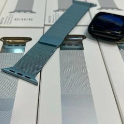 Apple Watch ⌚️ 
Milanese loop 
Color: sierra blue 
Size: 38/40/41/42/44/45 mm
بند میلانس رنگ آبی جدید