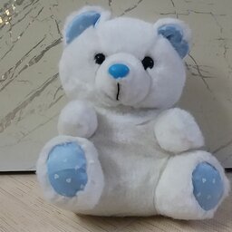 عروسک خرس آبی سفید وارداتی