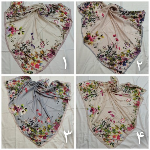 روسری مام ابریشم گلدار قواره 120 در 4 رنگ