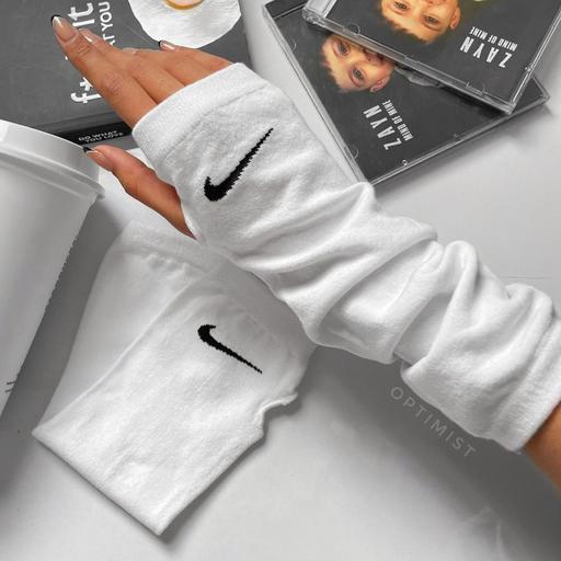 ساق دست بلند نایک سفید آپتیمیست انگشتی نخ پنبه Nike