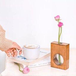 گلدان رومیزی چوبی مدل بارلی رادین چوب