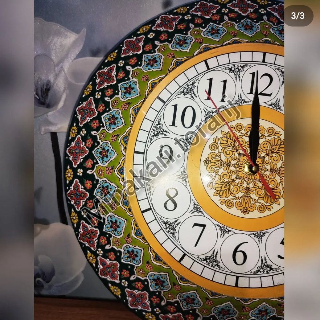 ساعت دیواری سایز بزرگ سفالی میناکاری