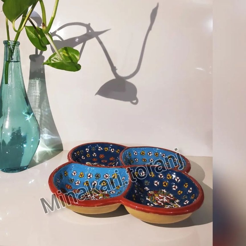 اردوخوری چهارقاب سفالی میناکاری