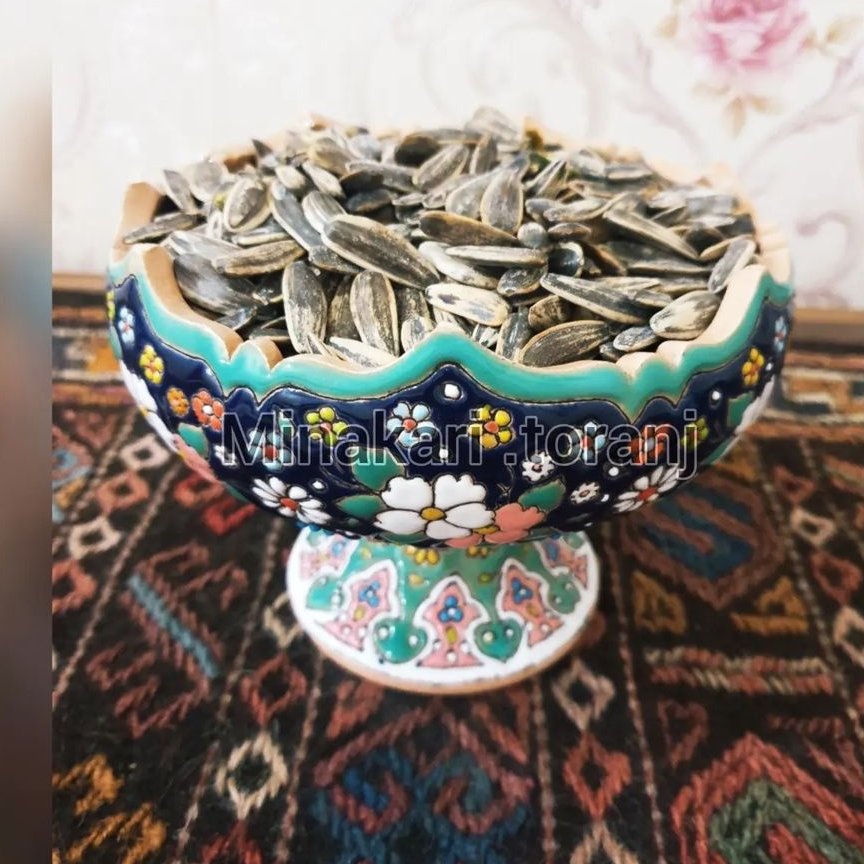 آجیل خوری پایه دارسایز کوچک سفالی میناکاری