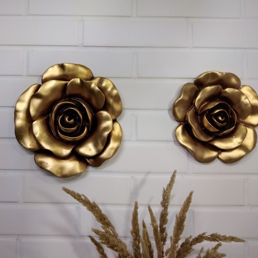 دیوار کوب گل رز 3 تایی جنس پلی استر رنگ نقره ای و طلایی