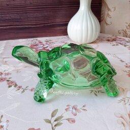 مجسمه دکوری بلور طرح لاکپشت رنگ سبز  ساخت چین 