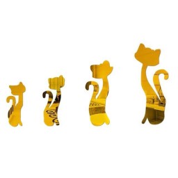 دیوارکوب آینه ای مدل گربه بسته ی چهار عددی رنگ نقره ای و طلایی