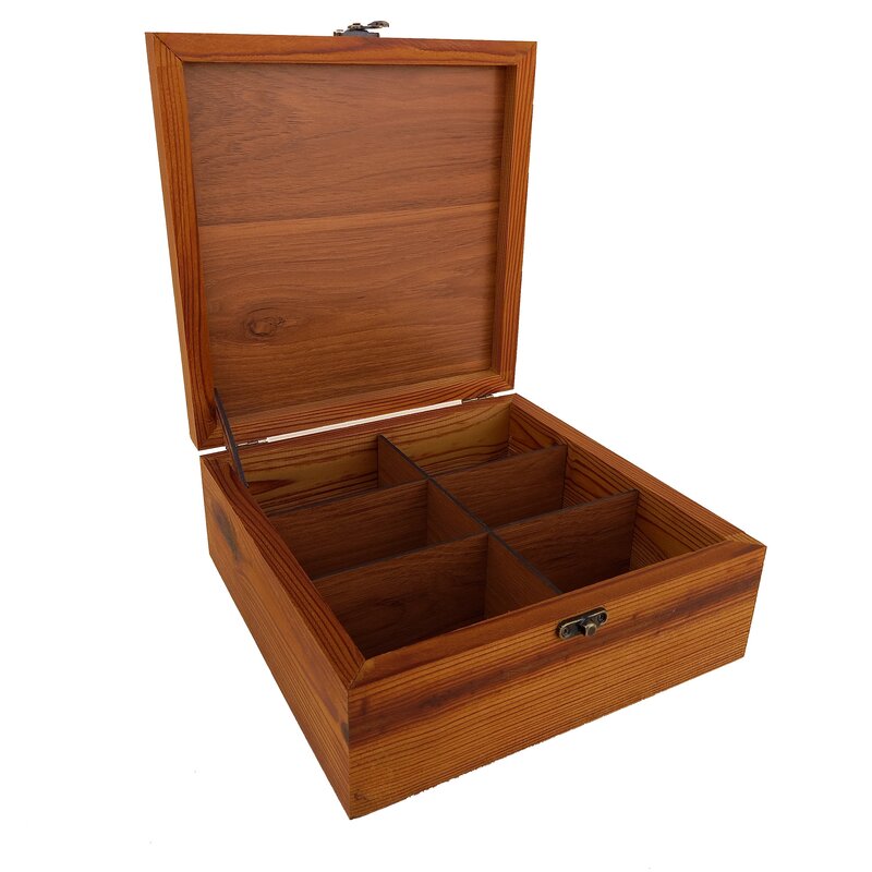 جعبه چوبی چای و دمنوش طرح خشتی
