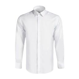 پیراهن مردانه سفید دکمه مخفی پارچه ضد چروک