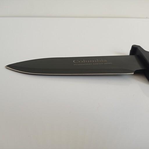 چاقو فولادی طبیعت گردی دسته پلاستیکی کلمبیا  با غلاف برزنتی