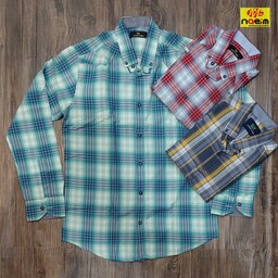 پیراهن کتان چهارخانه مردانه اسپرت اندامی سایز m تا 2xl نخی رنگبندی 