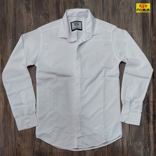 پیراهن سفید مردانه اندامی سایز 2xl  دکمه مخفی و دکمه ساده اندامی جذب سفید مجلسی