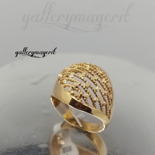 حلقه زنانه طلا روسی طرح تراش و ثابت و با ضمانت دائم