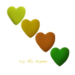مگنت یخچال قلب زرد و نارنجی و سبز  4عددی خمیری رنگارنگ mk94