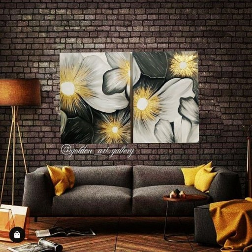 تابلو نقاشی گل زوج