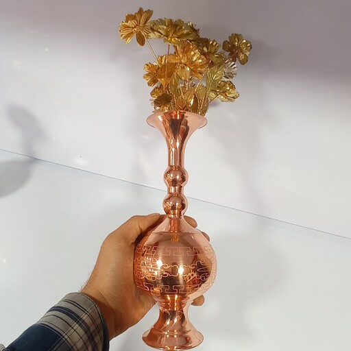 گلدان مسی خمره ای نانو طرح دار (ارتفاع 25  فضلی زنجان ) 