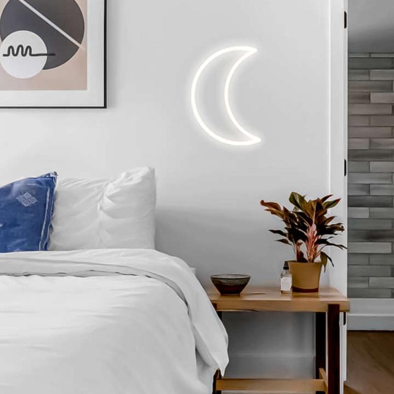 چراغ خواب مدل ماه خاص ترین چراغ خواب چراخ خواب نئونی لوستر لاکچری آباژور تزئین اتاق دکور شیک 