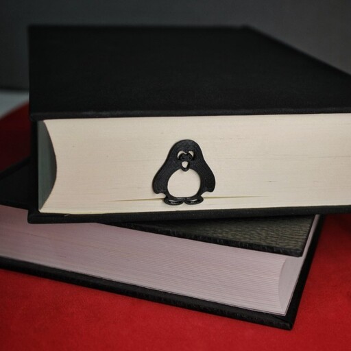 نشانگر کتاب بوک مارک طرح پنگوئن رنگ مشکی طول 11 سانتی متر
