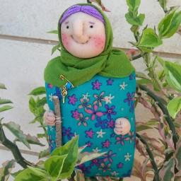 عروسک مادربزرگ عصا به دست  ننه دست دوز سنتی هدیه پارچه گل گلی تزیینی دخترانه زنانه دکوری ارزان نوروز اجیل هفت سین