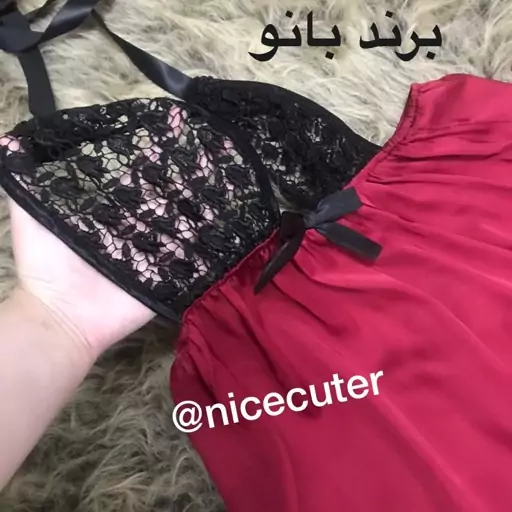 لباس خواب ساتن و گیپور برجسته جنس درجه یک