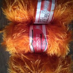 کاموا یوموش مو بلند رنگ نارنجی 100 گرم تعداد 3 عدد