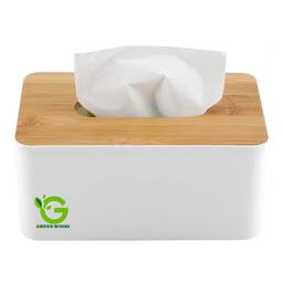 جا دستمال کاغذی،جعبه دستمال کاغذی رومیزی مستطیل درب بامبو کد Gw50303002
